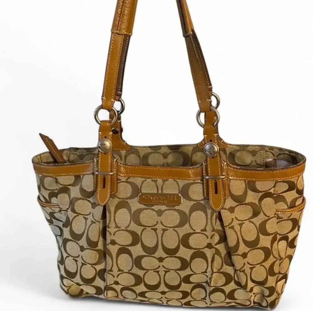 Coach Signature Canvas Heritage Stripe Carryall Tote Bag - Picture 1 of 9